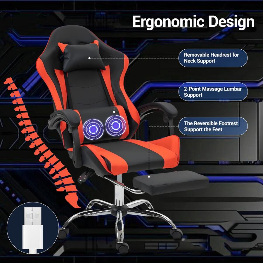 Gaming Chair With Massage Lumb - đánh giá và giá Video Gaming & Esports Usd Acc